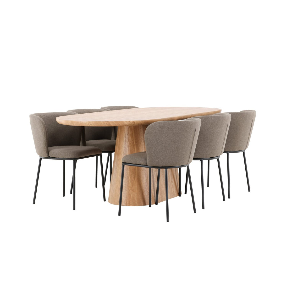 Stjärnö, Edina Oval matgrupp Svart,Brun, Natur, 200 x 90