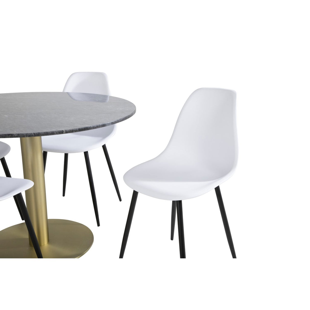 Estelle, Polar Rund matgrupp Svart,Vit, Guld, Mörkgrå, ⌀106