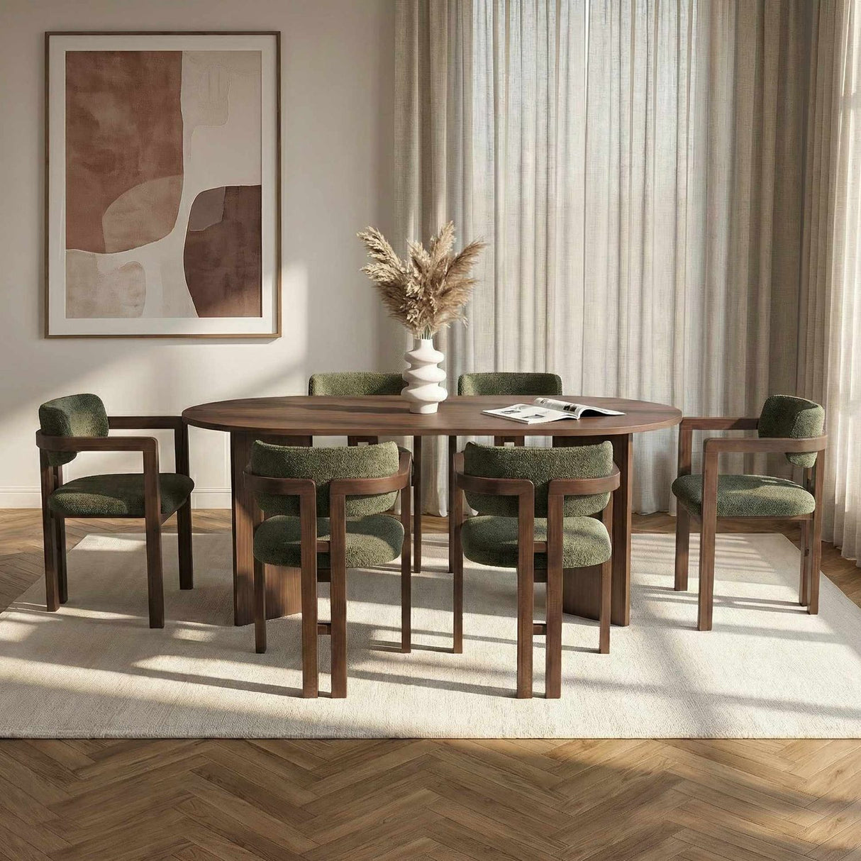 Claudina Matgrupp Walnut, Dark Walnut, grön