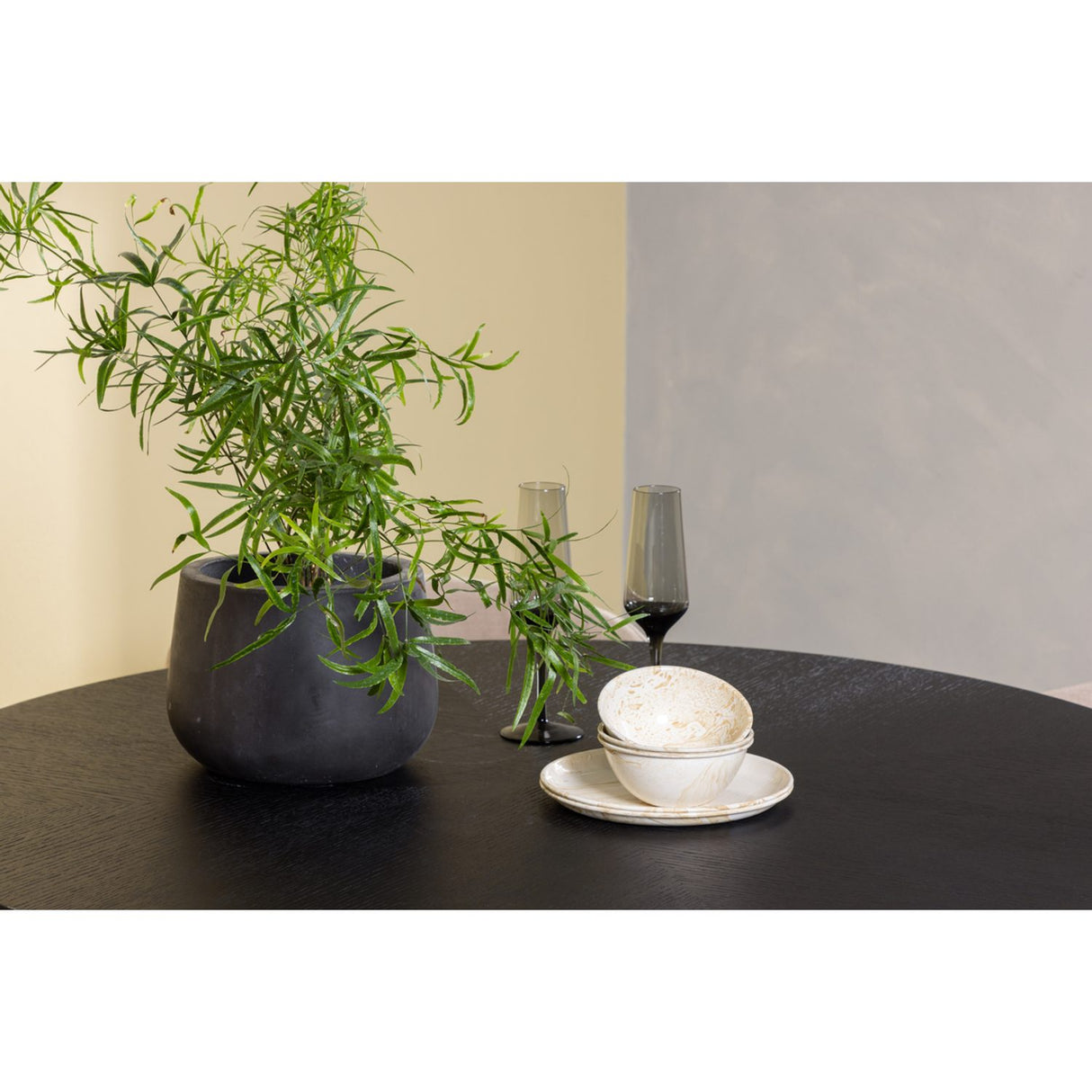Copenhagen, Berit Rund matgrupp Beige, Svart, Svart, ⌀115