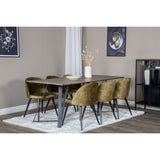 Marina, Velvet Rektangulär matgrupp Svart,Grön, Svart,Grå, 180 x 90
