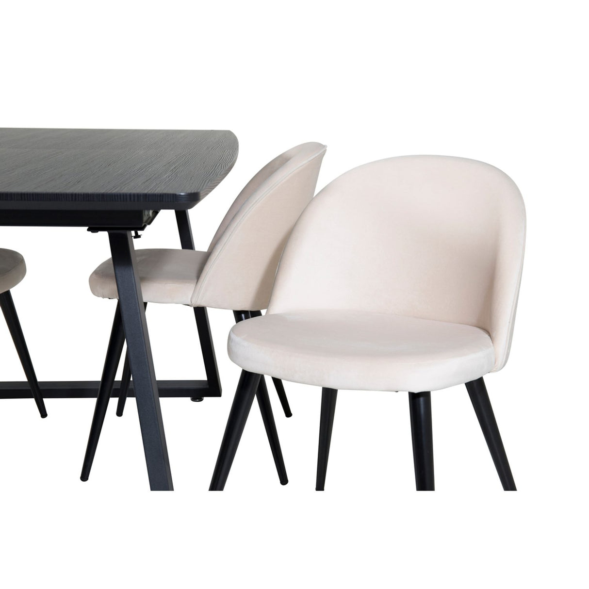 Inca, Velvet Rektangulär matgrupp Beige,Svart, Svart, 160 x 85