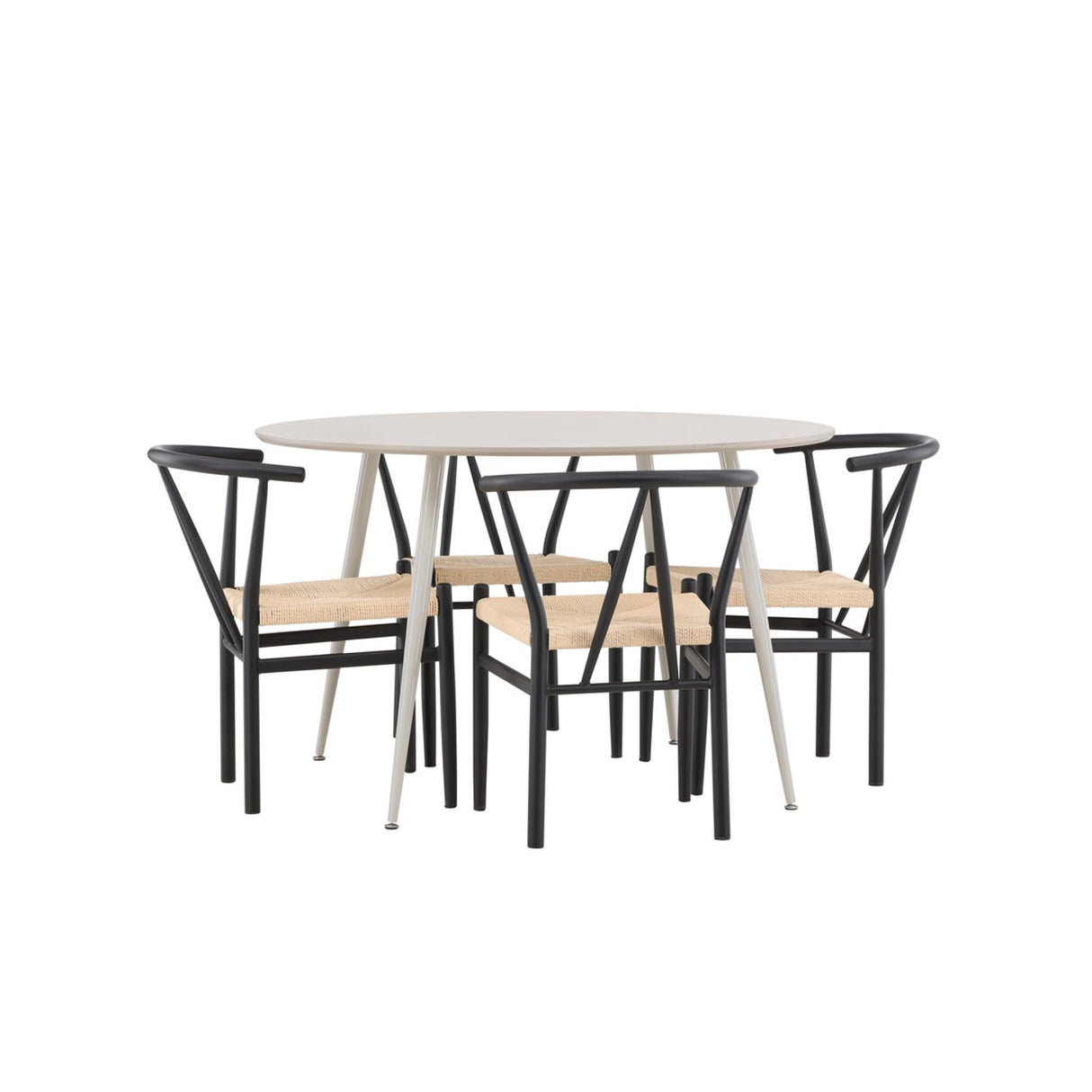 Plaza, Alfons Rund matgrupp Svart, beige, Beige, ⌀120
