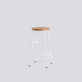 Cornet 65 cm Barpall oljad massiv ek, Cream white – pulverlackerat stål