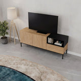 Cailin 140 (140 x 55 x 41,8 cm) TV-bänk Naturlig ekträ svart svart