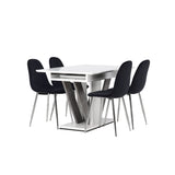 Disa, Polar Rektangulär matgrupp Svart,Silver, Grå,Vitt, 120 x 80