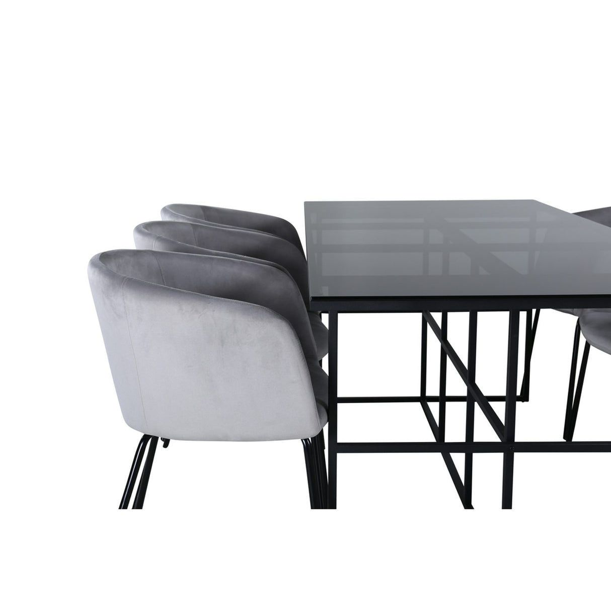 Leif, Berit Rektangulär matgrupp Svart,Grå, Svart, 200 x 90