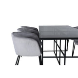 Leif, Berit Rektangulär matgrupp Svart,Grå, Svart, 200 x 90