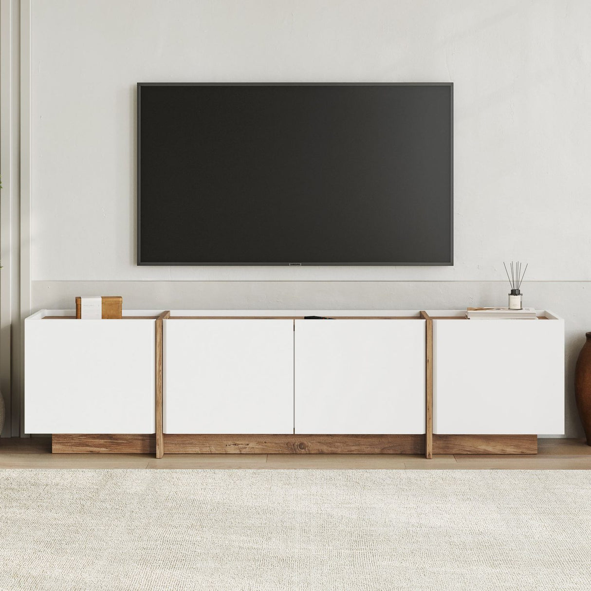 Victoria TV-bänk Vit Atlantic Pine