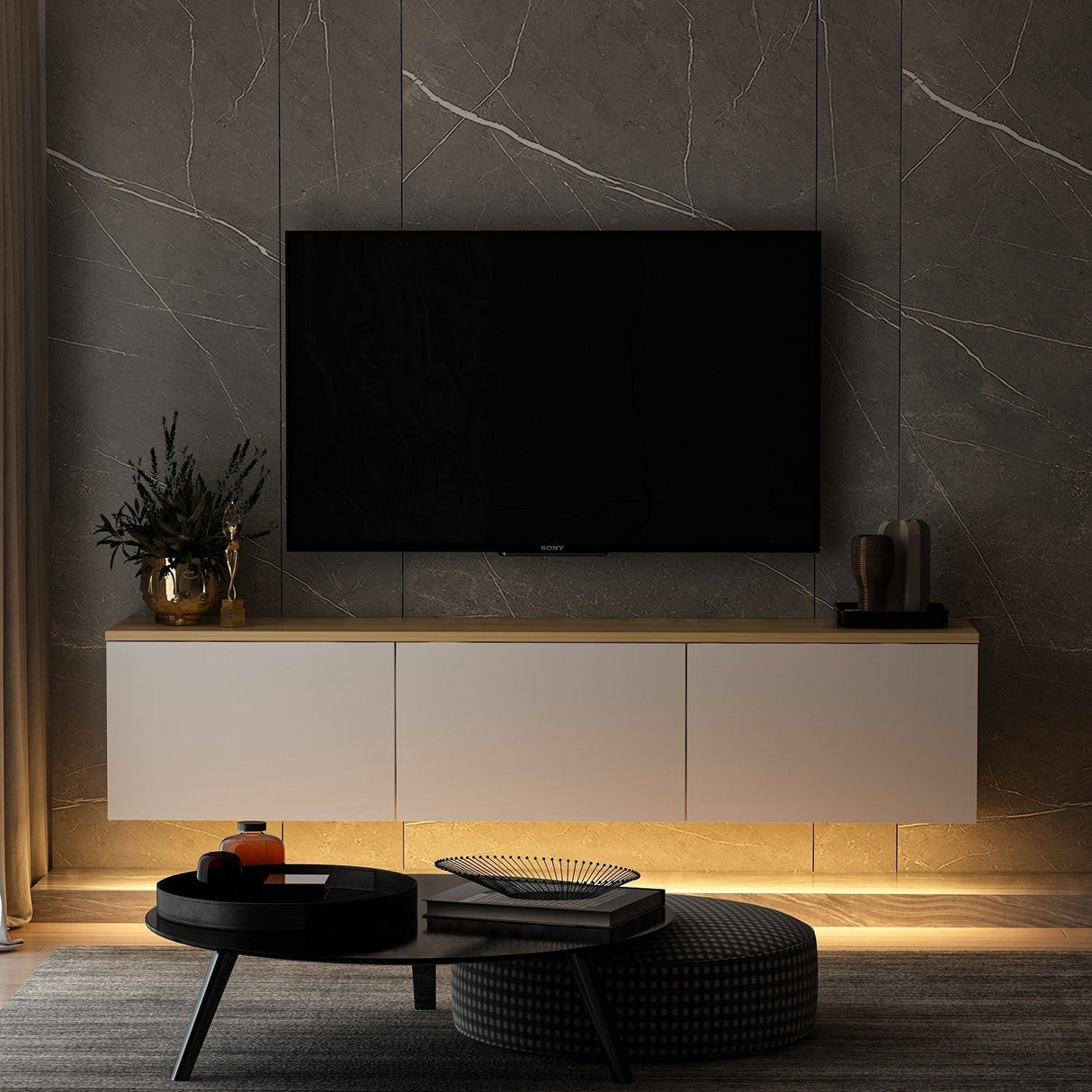 Reykjavik (160 x 35 x 32 cm) vit ek TV-bänk