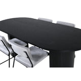 Bianca, Kenth Oval matgrupp Svart, ljusgrå, Svart, 200 x 90