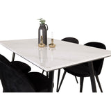 Estelle, Velvet Rektangulär matgrupp Svart, Svart,Vitt, 140 x 90