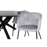 Piazza, Berit Rektangulär matgrupp Svart,Grå, Svart, 180 x 90