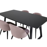 Inca, Velvet Rektangulär matgrupp Svart,Dammrosa, Svart, 160 x 85