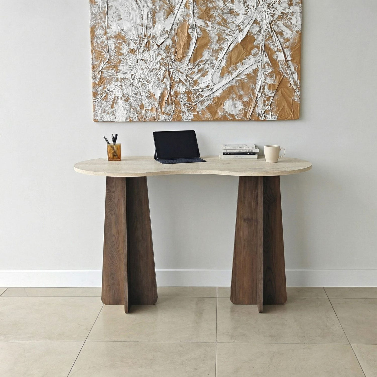 Infini (120 x 75 x 60 cm) Travertin valnöt Skrivbord