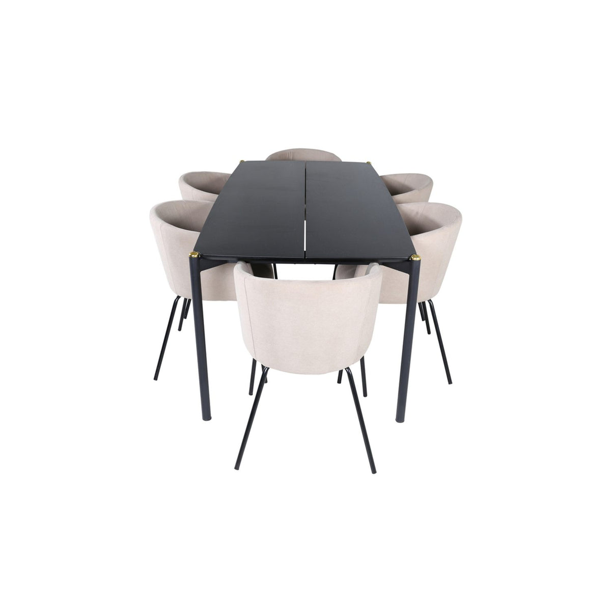 Pelle, Berit Rektangulär matgrupp Beige, Svart, Svart, 190 x 90