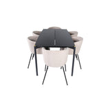 Pelle, Berit Rektangulär matgrupp Beige, Svart, Svart, 190 x 90
