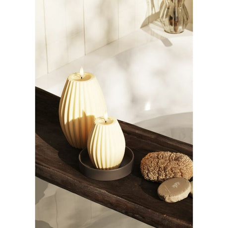 LED Räfflat Stripe 10x15 cm Blockljus Cream