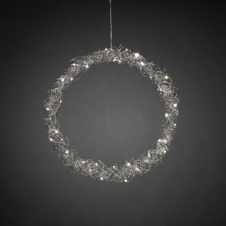 45 cm 40 varmvita LED Julkrans med Belysning Silver