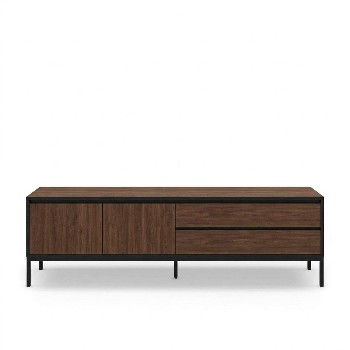 Lorenza (180 x 55 x 40 cm) TV-bänk Milano valnötträ svart svart