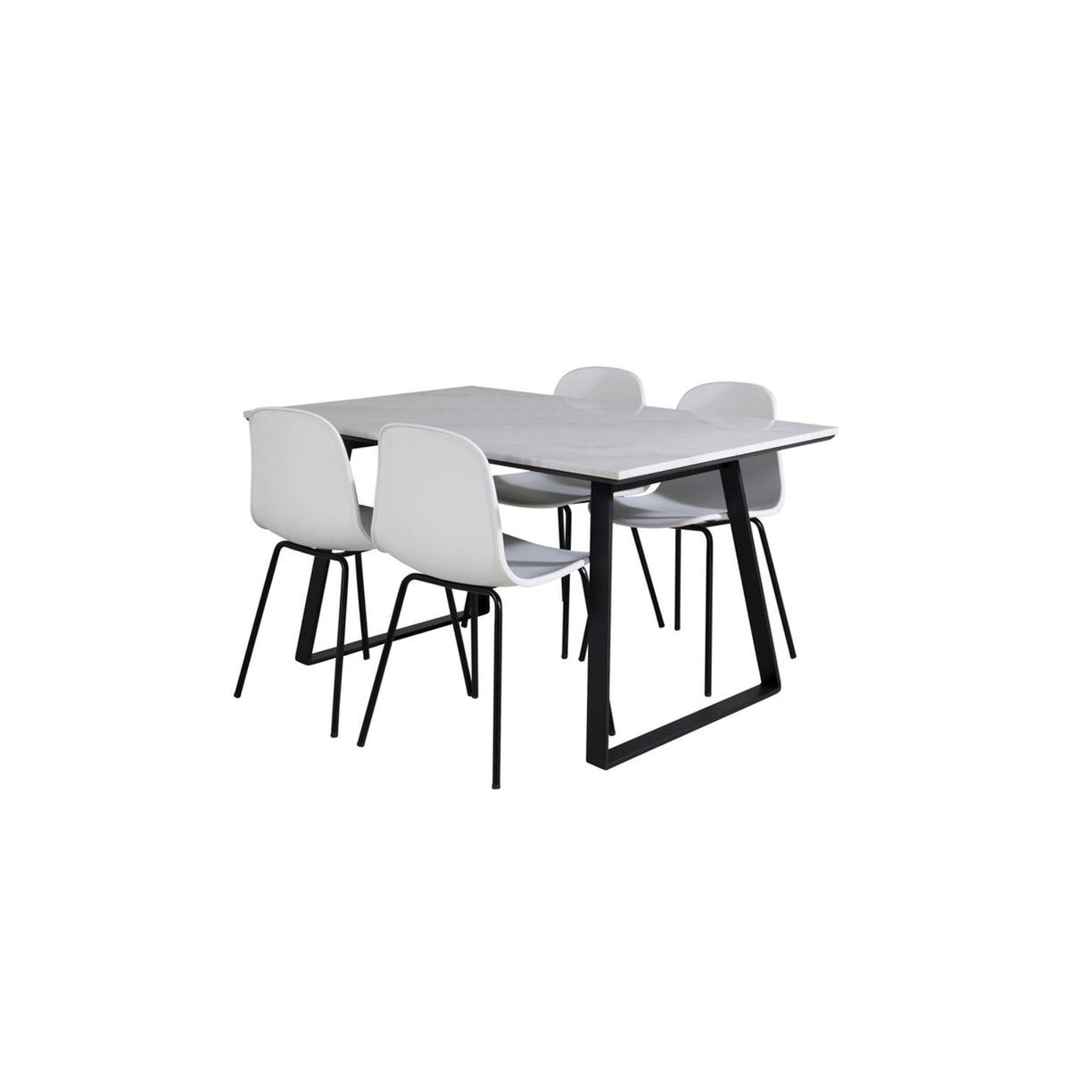 Estelle, Arctic Rektangulär matgrupp Svart, vit, Svart, vit, 140 x 90