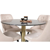 Estelle, Velvet Deluxe Rund matgrupp Beige,Svart, Guld, Mörkgrå, ⌀106