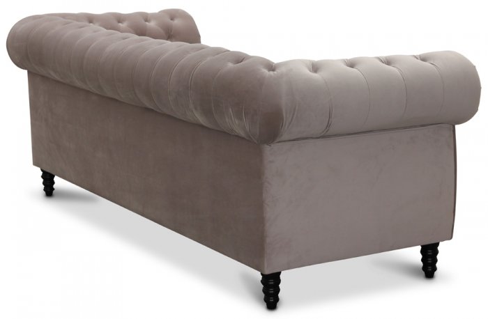 Cambridge 3-sits Chesterfield soffa Ljusgrått Sammetstyg