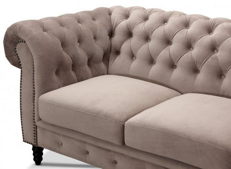 Cambridge 3-sits Chesterfield soffa Ljusgrått Sammetstyg