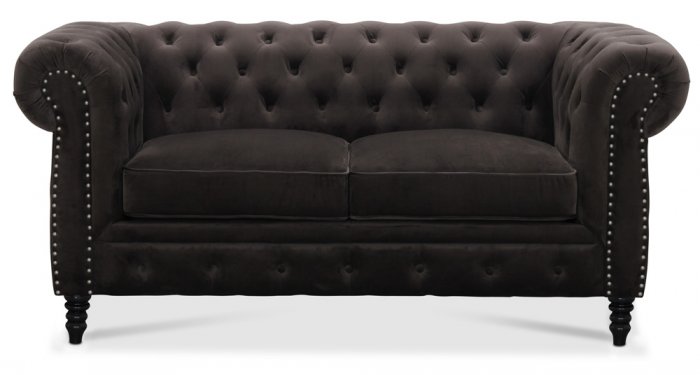 Cambridge 2-sits Chesterfield soffa Grafitgrå Sammetstyg