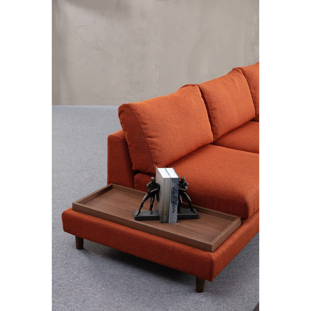 Auckland med puff (314-275 x 95 x 76 cm) Orange Hörnsoffa