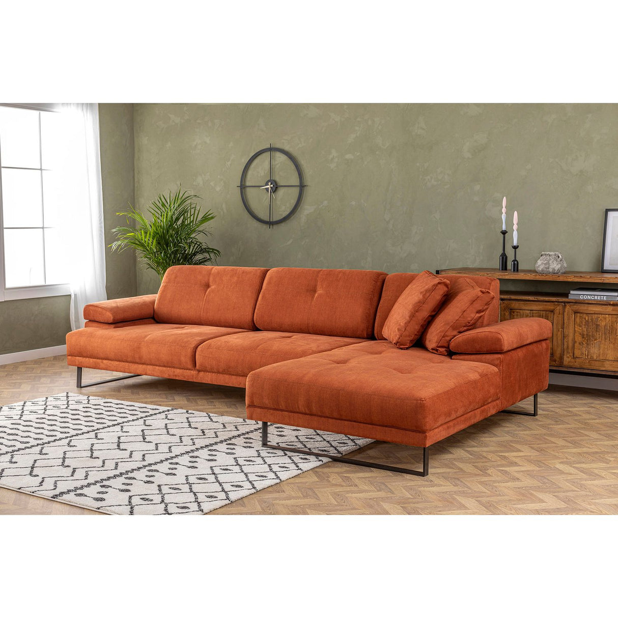 Windhoek Small (178 x 100 x 155 cm) Orange Hörnsoffa Höger
