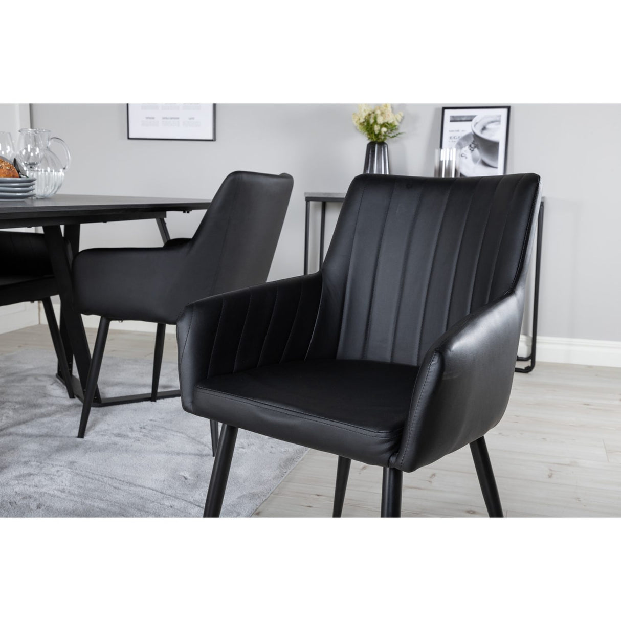 Marina, Comfort Rektangulär matgrupp Svart, Svart, 180 x 90