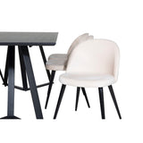 Marina, Velvet Rektangulär matgrupp Beige,Svart, Svart, 180 x 90