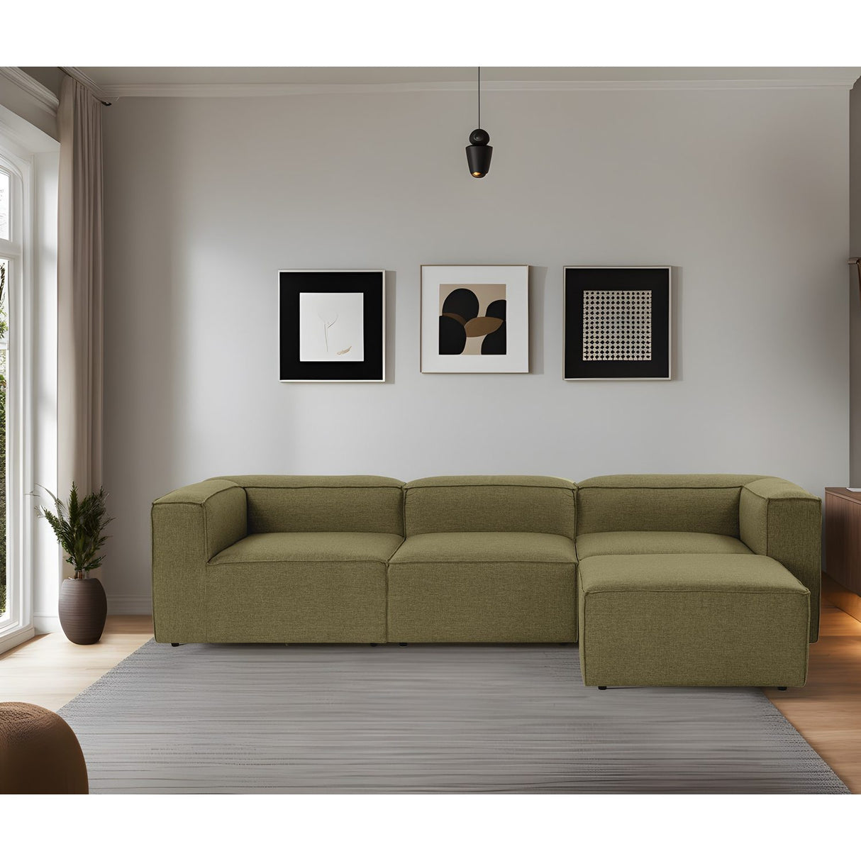 Fora (296 x 66 x 185 cm) Hörnsoffa Grön