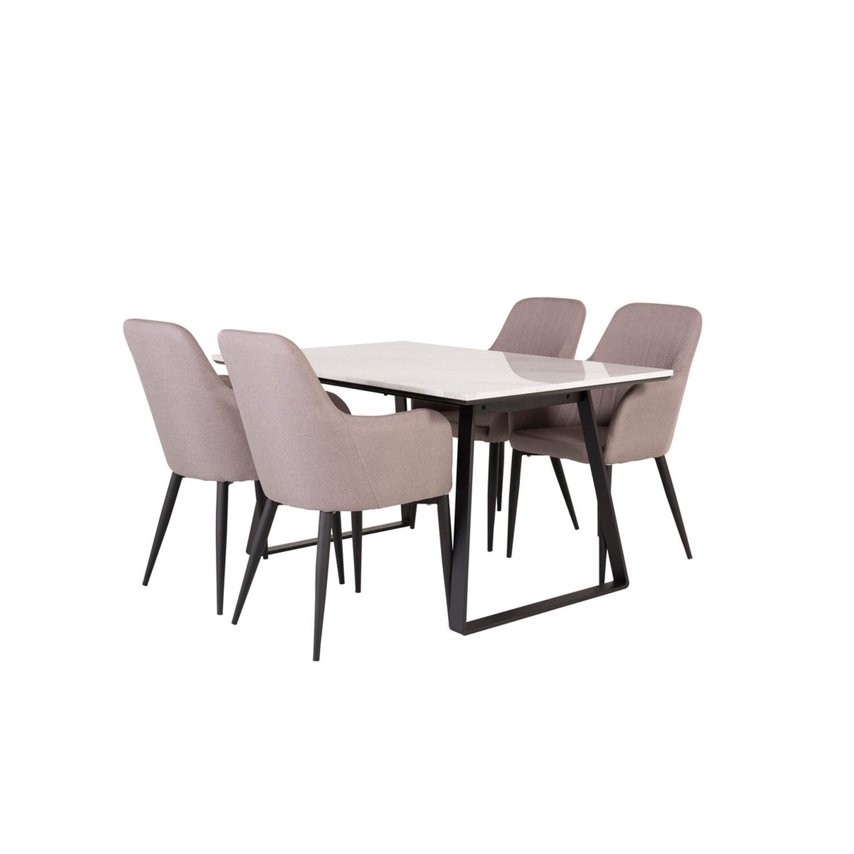 Estelle, Comfort Rektangulär matgrupp Svart,Grå, Svart,Vit, 140 x 90