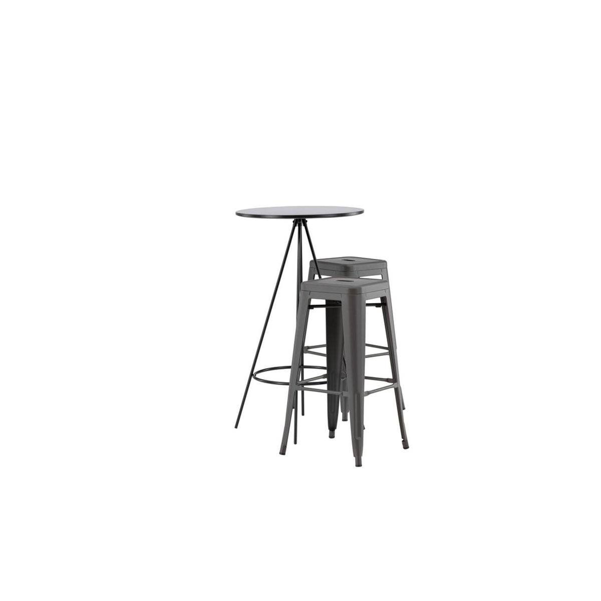 Bistro, Tempe Rund matgrupp Mörkgrå, Svart, ⌀60