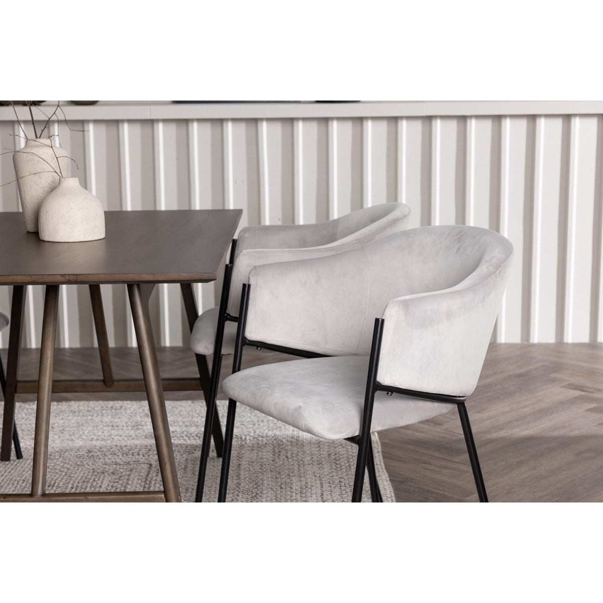 Kaseidon, Evelina Rektangulär matgrupp Svart,Grå, Mörkbrun, 120 x 80
