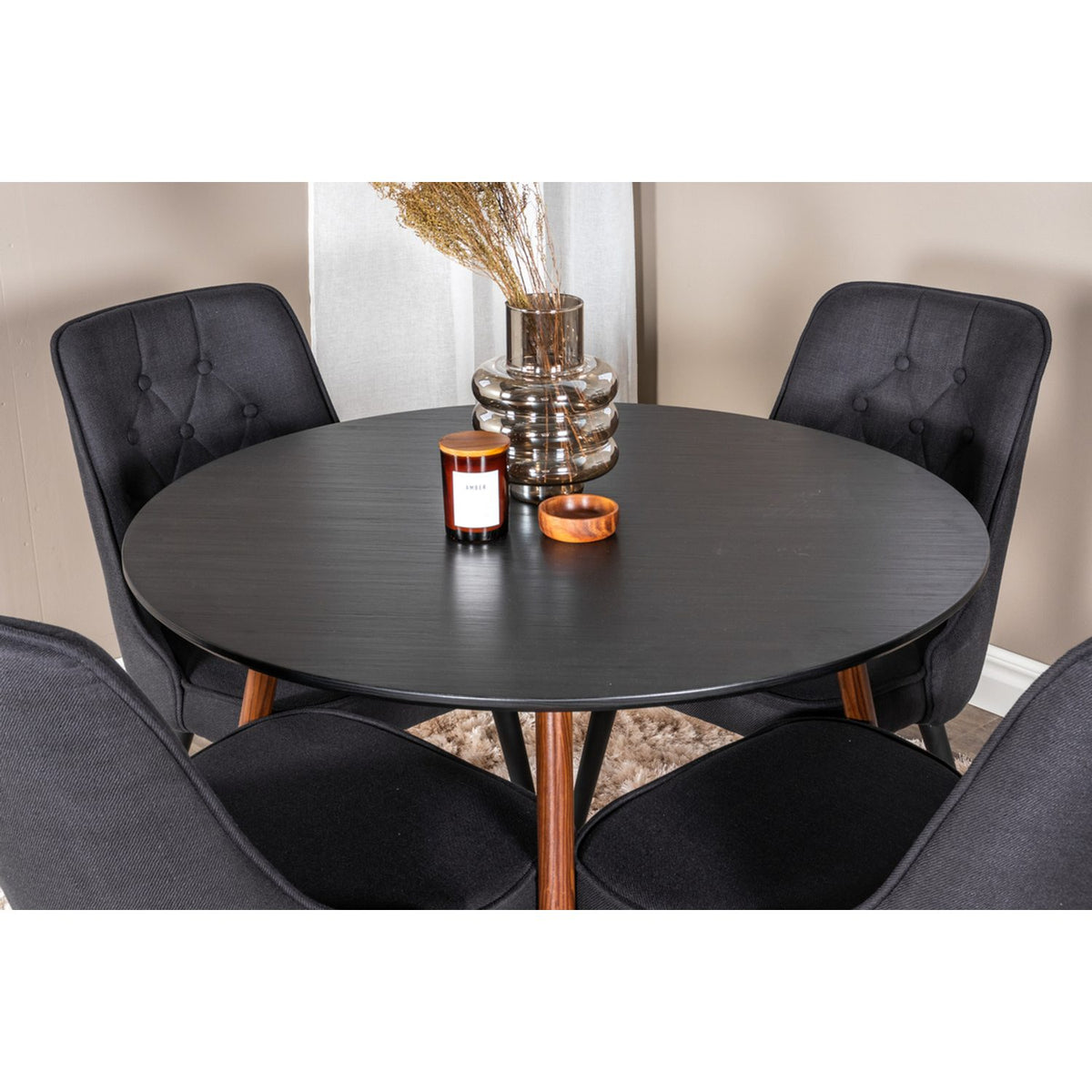 Plaza, Velvet Deluxe Rund matgrupp Svart, Svart