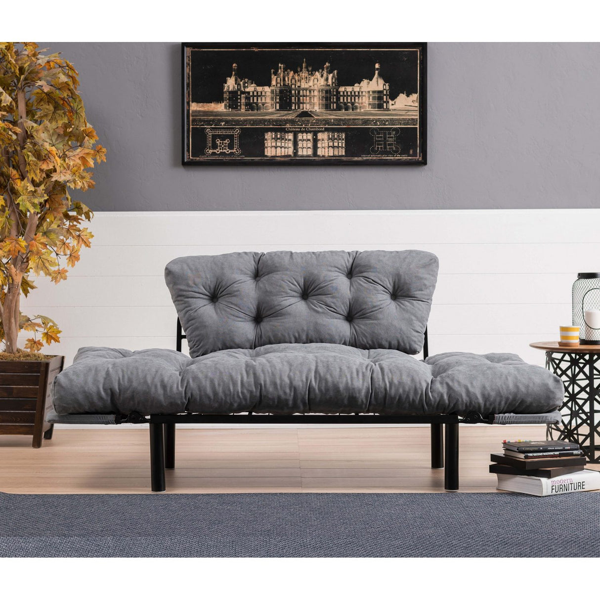Helsingfors (155 x 85 x 70 cm) 2-sits bäddsoffa Grå