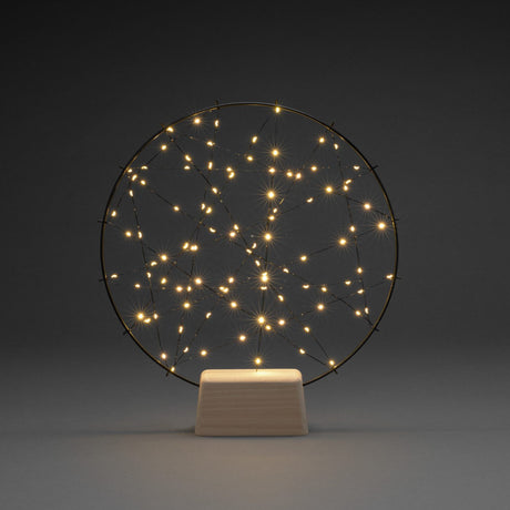 Rund Svart Metall/träbas amber micro-LED Stående Ljusdekoration Inne 100 Lampor
