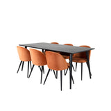 Dipp, Velvet Rektangulär matgrupp Svart, rostig orange, Svart, 180 x 90
