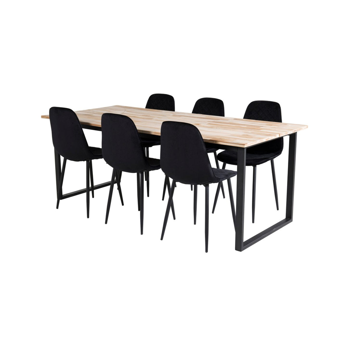 Cirebon, Polar Rektangulär matgrupp Svart, Svart,Natur, 200 x 90