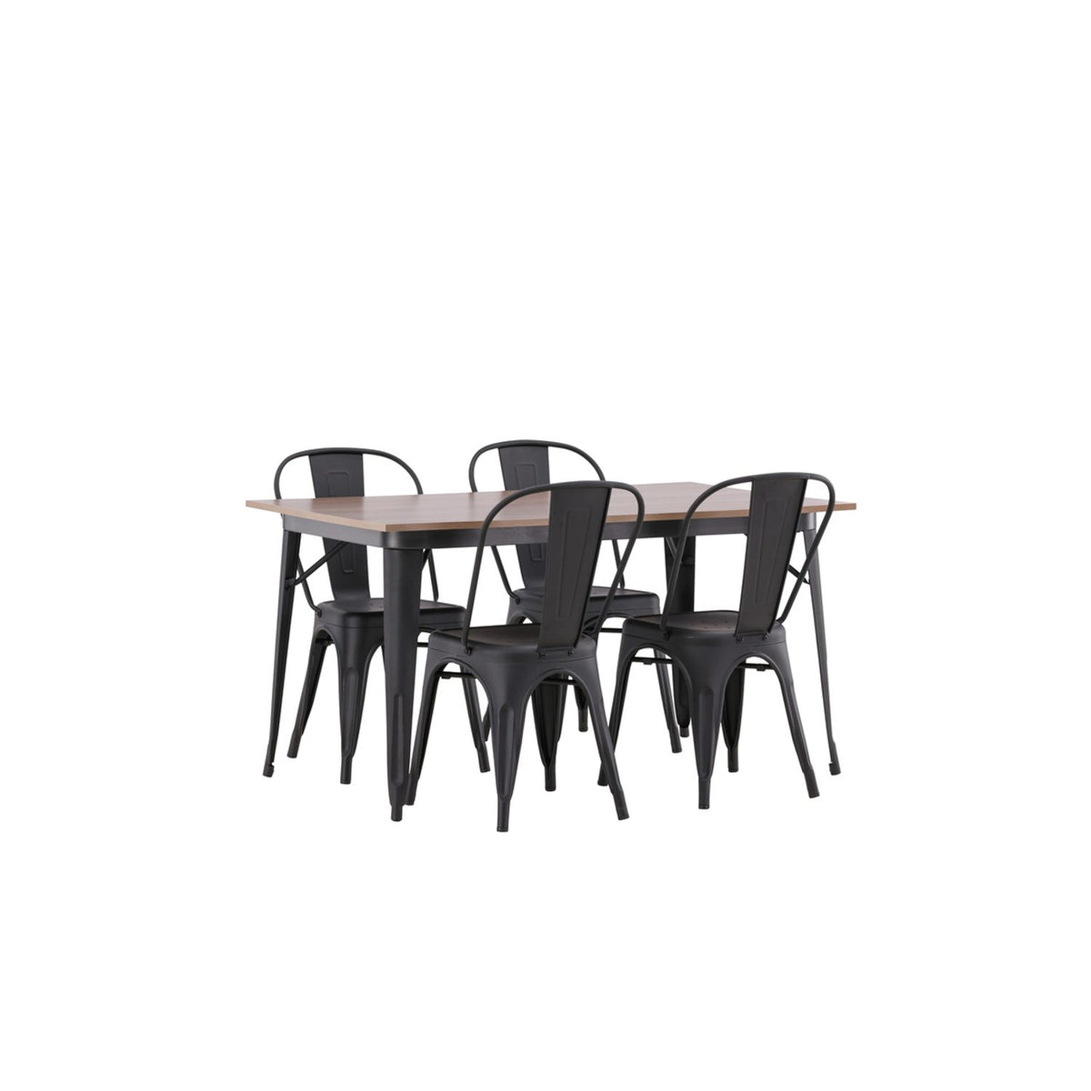 Tempe, Tempe Rektangulär matgrupp Svart, Valnöt, 140 x 80