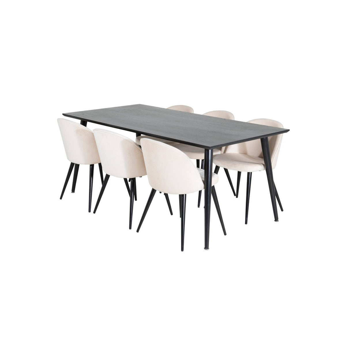 Dipp, Velvet Rektangulär matgrupp Beige,Svart, Svart, 180 x 90