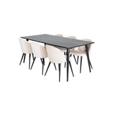 Dipp, Velvet Rektangulär matgrupp Beige,Svart, Svart, 180 x 90