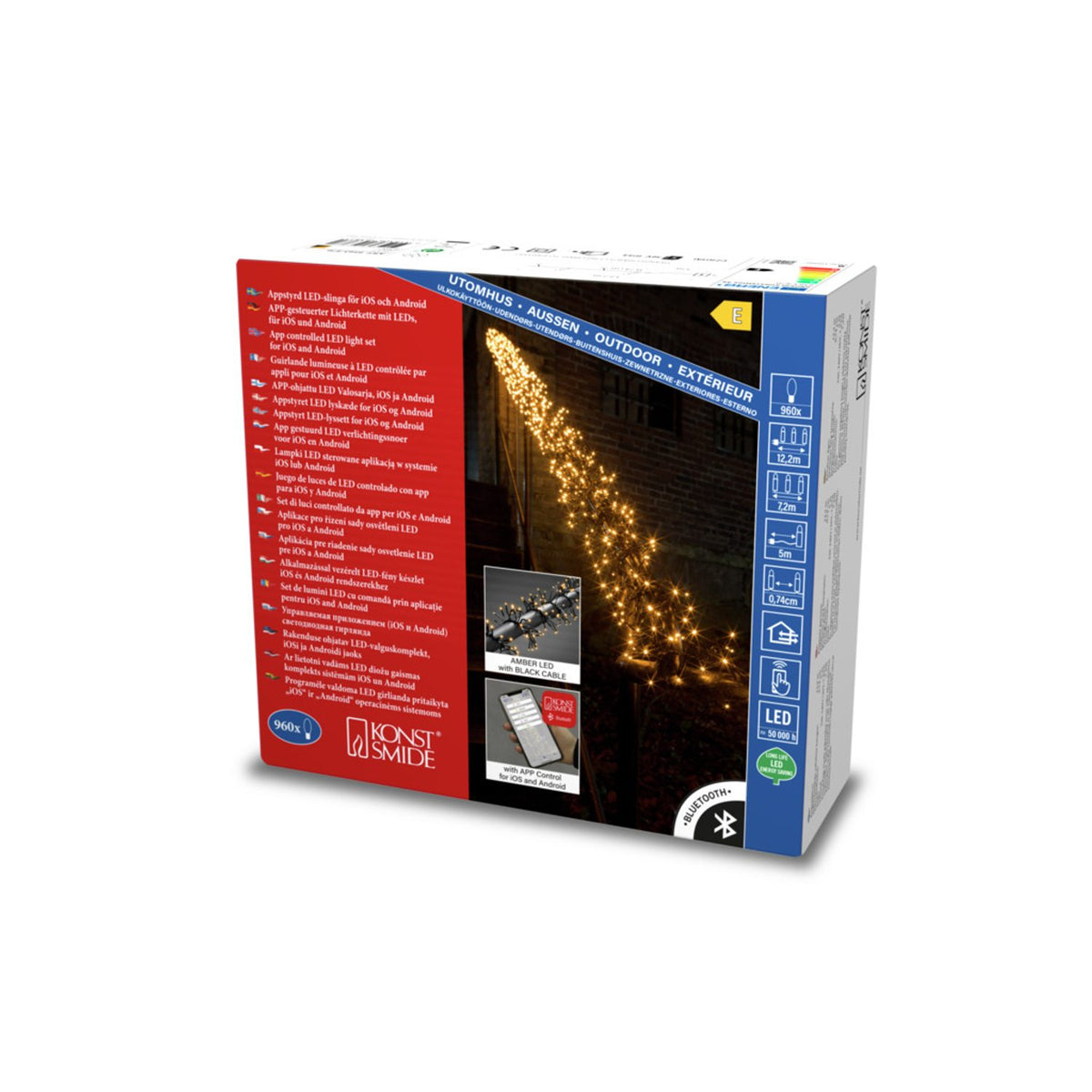 960 Amber LED Appstyrd Svart kabel Ljusslinga Ute