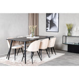 Dipp, Velvet Rektangulär matgrupp Beige,Svart, Svart, 180 x 90