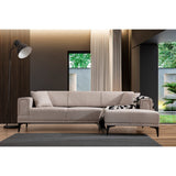 Hanoi (250-140 x 85 x 77 cm) Hörnsoffa-bäddsoffa Ljusbrun, Höger