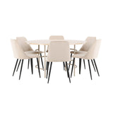 Copenhagen, Night Rund matgrupp Beige, Vitputsad, 6st