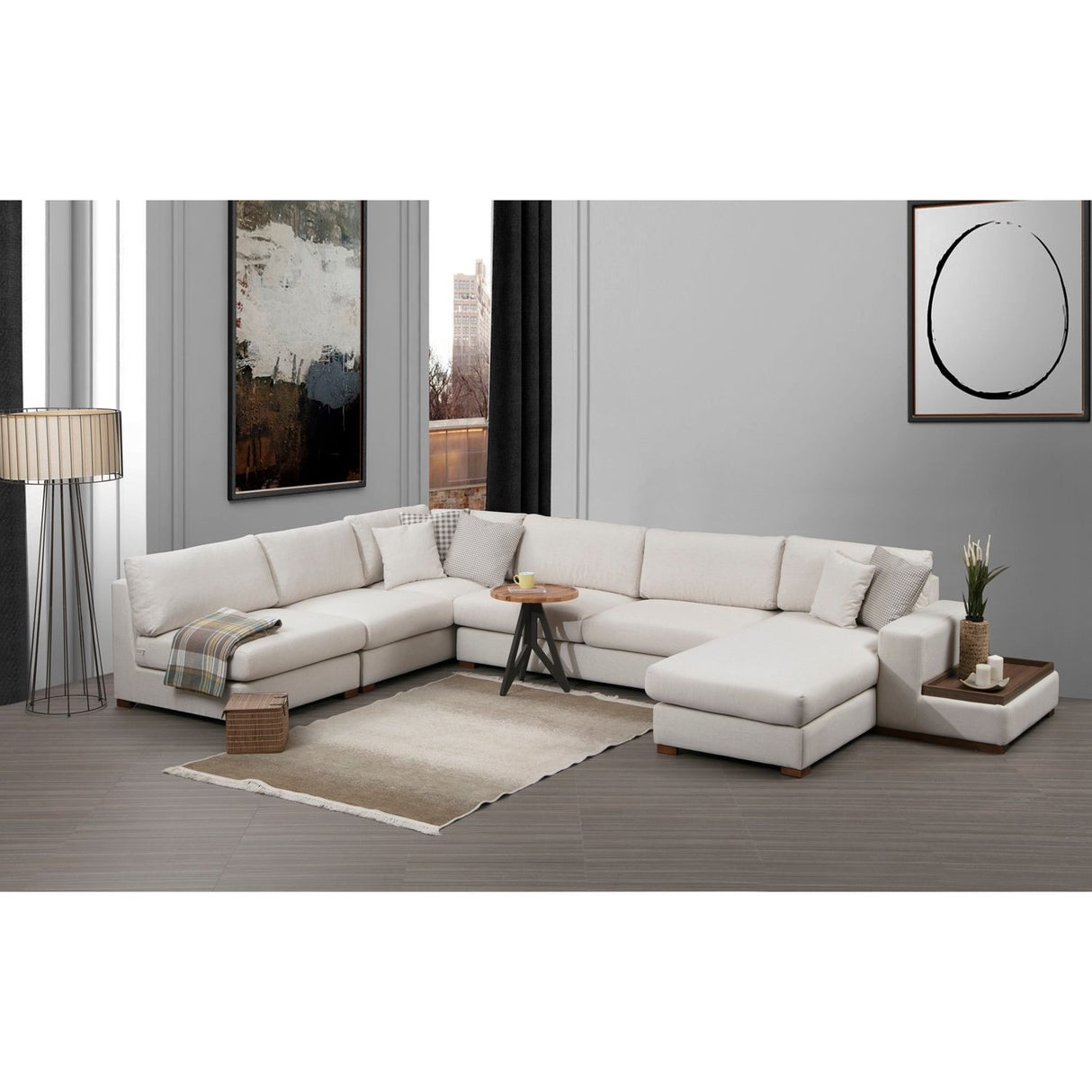 Surabaya 9 (272-428 x 95 x 85 cm) Vit Hörnsoffa